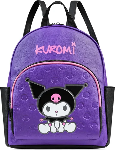 Miniatura 7 de Hello Kitty Sanrio Mochila para Adolescentes Mujeres Kawaii Mochila de Día de Cuero Sintético, Mochila, Mochilas para Viajes, Regalos para Mujeres