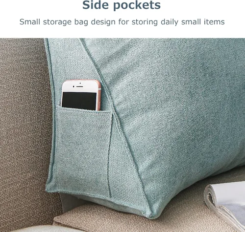 Miniatura 4 de Almohada de cabecera con protección de cintura, almohada de lectura, almohada triangular de cuña, cojín de espalda larga con funda extraíble