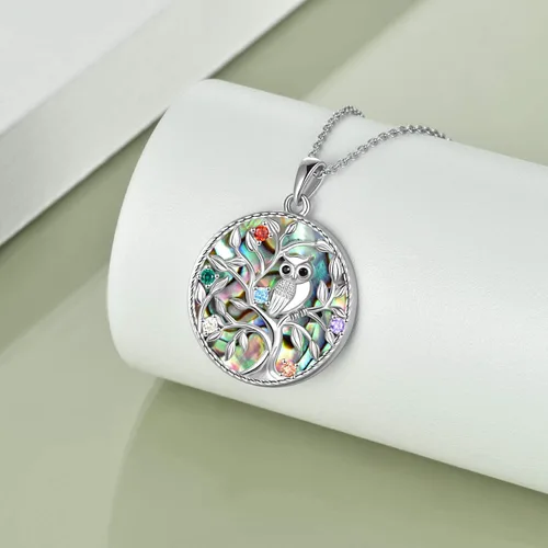 Miniatura 3 de Collar de plata de ley con dije de búho de árbol de la vida regalos de joyería para mujer