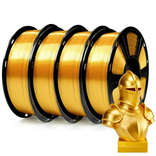 Miniatura 40 de GEEETECH Filamento PLA de color dorado sedoso de 0.069 libras, filamento de seda brillante para impresora 3D, carrete de 2.2 libras, precisión