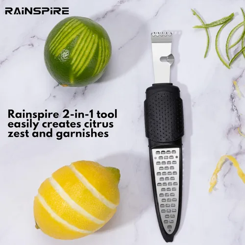 Miniatura 7 de Rainspire Herramienta Ralladora de Limón con Cuchillo de Canal, Herramienta Ralladora de Cítricos de Acero Inoxidable, Pelador de Limón, Ralladoras
