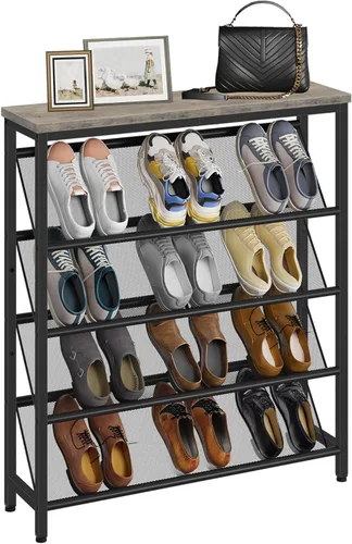 Miniatura 10 de CHOEZON Zapatero, Estante de Almacenamiento de Zapatos Inclinado de 4 Niveles, Zapatero Estrecho para Entrada, Organizador de Zapatos con Patas