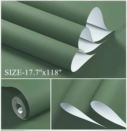 Miniatura 2 de Dimoon Papel Tapiz Verde de 236''x23.6'' para Despegar y Pegar Papel de Contacto Moderno Autoadhesivo Papel de Pared Removible Amigable para Verde