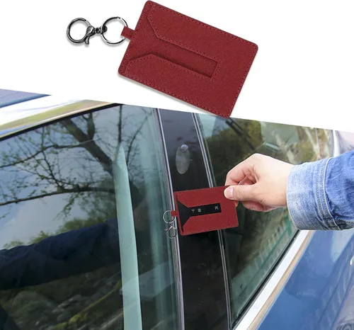 Miniatura 8 de Tarjetero de cuero genuino con llavero, funda protectora antiarañazos compatible con el modelo 3 Y