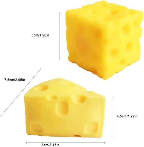 Miniatura 5 de Juguete para apretar queso, juguete suave novedoso, juguete para aliviar el estrés de queso falso, ayuda para relajarse, concentrarse, autismo