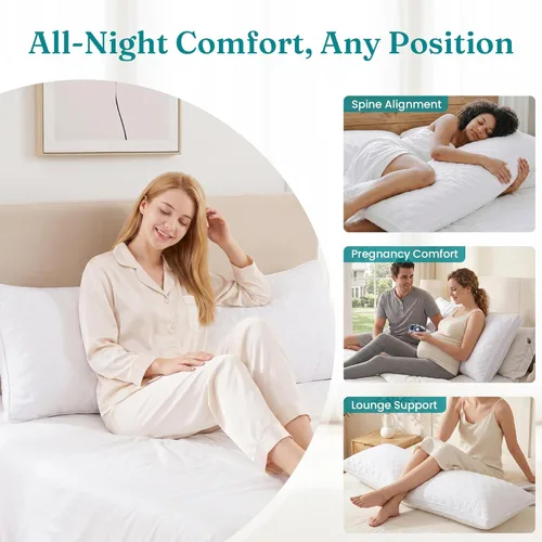 Miniatura 7 de Oubonun - Almohada de cuerpo completo para dormir - Almohada corporal ajustable firme y esponjosa para adultos - Almohada larga y grande