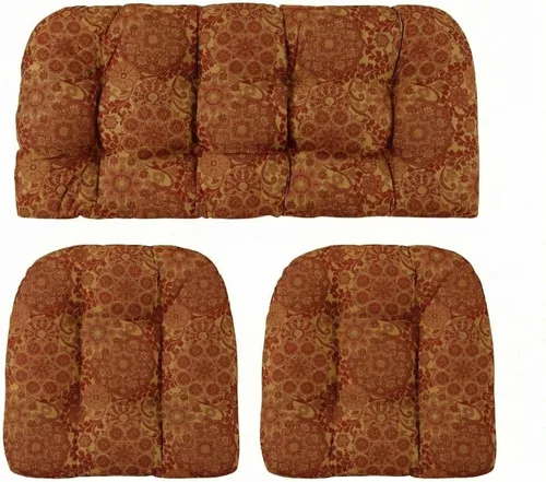 Miniatura 120 de RSH DECOR: Sunbrella 3-Piece Tufted Wicker Cushion Set 44" x 22" & 22" x 22" Outdoor Loveseat & U-Shaped Seat Cushions Crafted with
