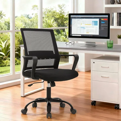 Miniatura 2 de PayLessHere Silla de oficina para computadora, silla ergonómica de malla, respaldo medio, silla giratoria para oficina en casa, silla de escritorio
