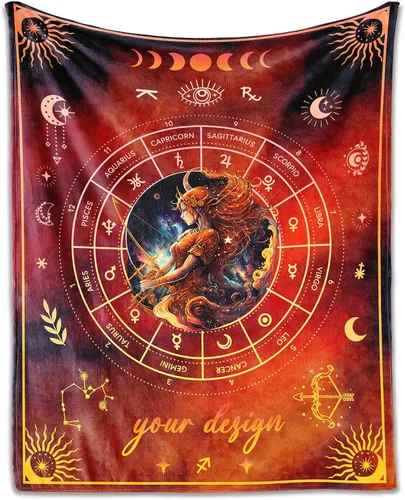 Miniatura 12 de Manta Acuario para Regalos, 40" x 30" Manta Rectangular de Franela del Zodiaco Acogedora, Regalo para Niños Niñas Adolescentes Mujeres Hombres