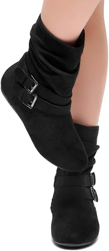 Miniatura 7 de Herstyle Lindell Botas de pantorrilla de tacón plano para mujer con cremallera lateral botines de tobillo