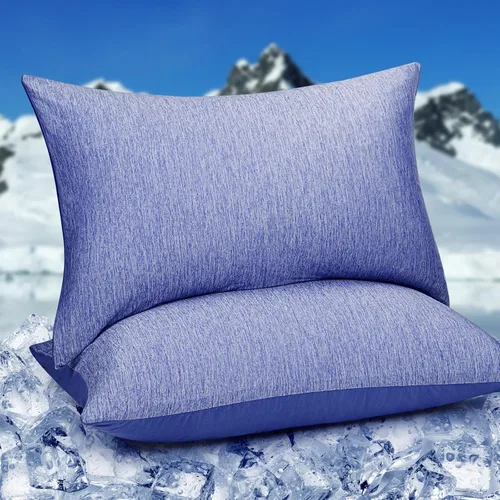 Miniatura 16 de HOMFINE Fundas de almohada refrescantes de tamaño estándar - Fibra de enfriamiento Q-Max 0.439 de doble cara para protector de almohada, funda