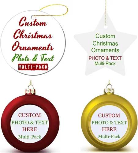 Adornos de Navidad personalizados, texto fotográfico, haz tu propio adorno de cerámica de porcelana, regalo de recuerdos para decoración de Navidad