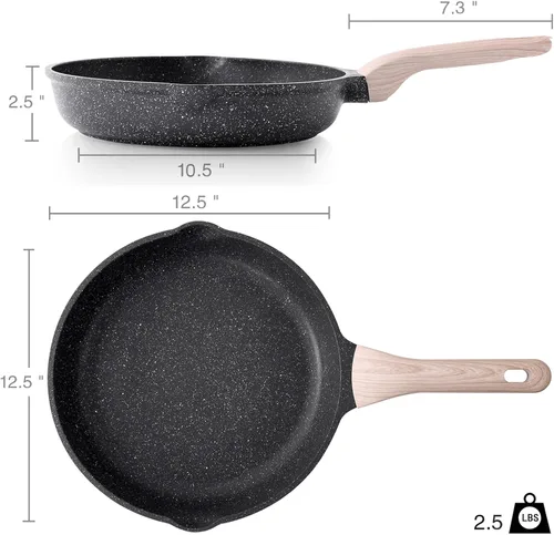 Miniatura 6 de Kordisen Sartén antiadherente, sartén grande de 12.5 pulgadas, sartén de granito, saludable y no tóxica, compatible con inducción, libre de PFOA