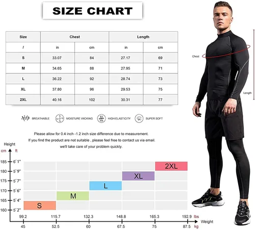 Miniatura 7 de Camisas de compresión de cuello alto para hombre, 3