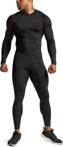 Miniatura 7 de TSLA - Paquete de 1 o 3 camisas de compresión de manga larga FPU 50+ para hombre, camisa de entrenamiento atlético, protector de erupción