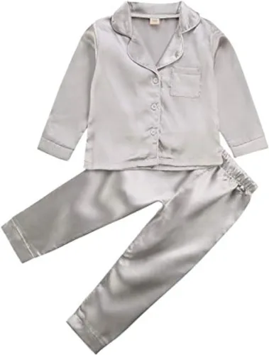 Miniatura 38 de Conjunto de pijama de manga larga con botones para niña pequeña, conjunto de ropa de dormir