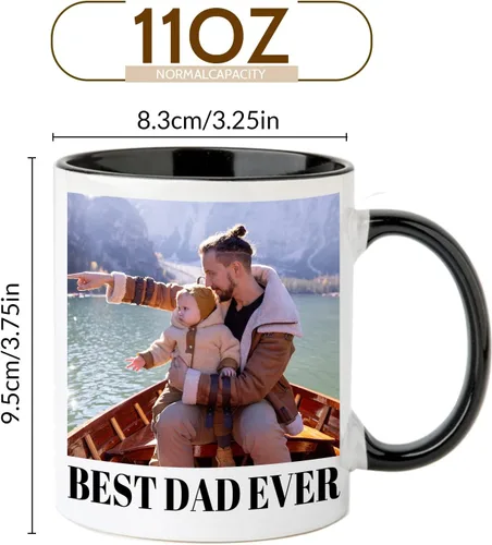 Miniatura 3 de OELTTG Tazas de café novedosas, taza personalizada con nombre y logotipo de texto fotográfico, taza personalizada de 11 onzas en ambos lados, Negro