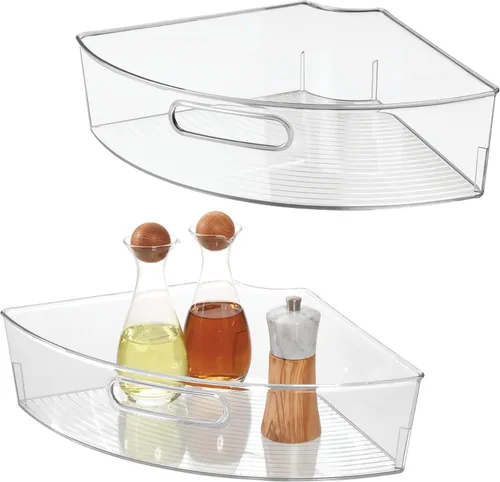 Miniatura 10 de iDesign Cubo de plástico transparente de 1/4 para armario esquinero Lazy Susan, organizador de armario de cocina, paquete de 4