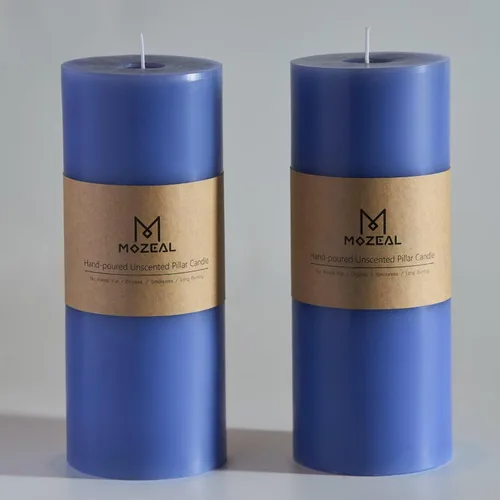 Miniatura 139 de MOZEAL Velas grandes sin perfume vertidas a mano de 3 x 8 pulgadas, sin humo, juego de 2, combustión lenta, sin goteo, aproximadamente 150 horas