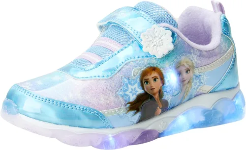 Disney Zapatillas de deporte Frozen para niñas, sin cordones, con luz, para correr (bebéniña pequeña), Púrpura tornasol