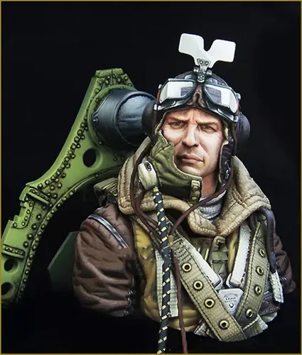 Miniatura 2 de Risjc 1/10 Figura de resina Modelo de busto Modelo piloto británico de la Segunda Guerra Mundial Kit de modelo fundido a presión/ N58174