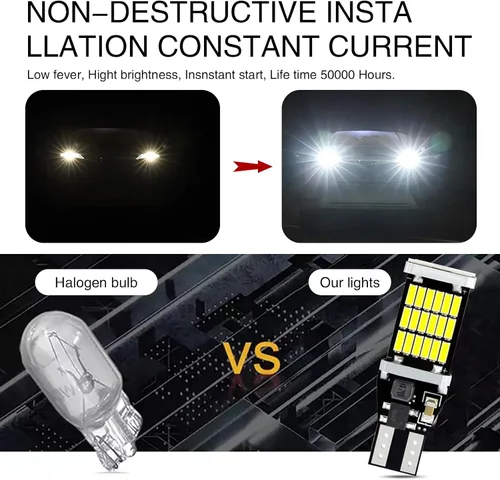 Miniatura 6 de Paquete de 4 luces LED de marcha atrás, T15 4014 45SMD, chipsets de luz de marcha atrás, Canbus sin errores, luces de respaldo de carga de frenos