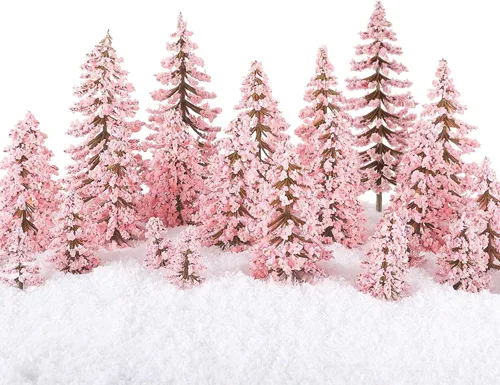 Miniatura 12 de Skylety 35 Piezas Árboles de Modelo 1.2-6.3 Pulgadas Árboles en Miniatura Mixtos Suministros de Diorama Plantas Falsas Paisaje de Tren Villa Verde