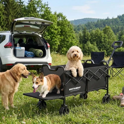 Miniatura 6 de Whitsunday Carro plegable 2 en 1, carros utilitarios resistentes con ruedas grandes todo terreno para campamento, jardín, playa, deportes