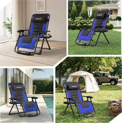 Miniatura 9 de Amopatio XL Padded Zero Gravity Chairs Foldable Zero Gravity Lounge Chair Outdoor Portable Reclining Chair with Removable Cup