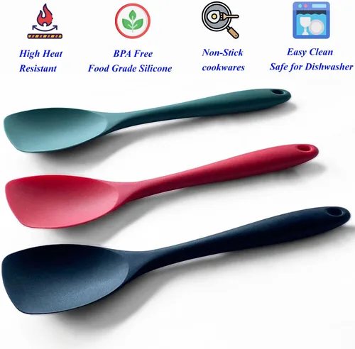Miniatura 3 de Juego de cucharas de silicona mejoradas, cucharas de goma resistentes al calor, raspadores flexibles antiadherentes sin costuras para hornear, 3