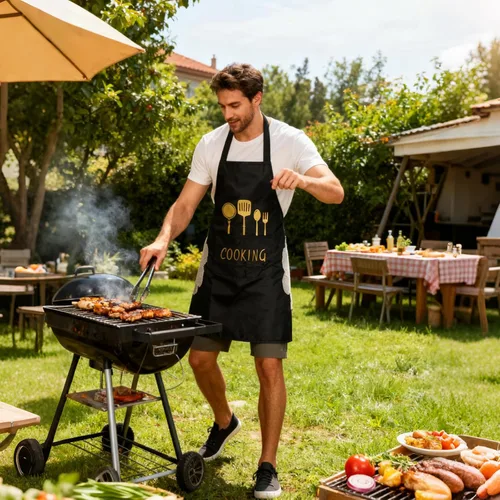 Miniatura 5 de DILLMAN Delantal de cocina para mujer con bolsillos para limpiar las manos, bolsillo grande, limpieza a mano, impermeable para cocinar y hornear