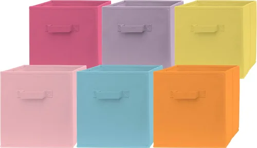 Miniatura 10 de Contenedores de almacenamiento de cubo de 13 pulgadas, paquete de 2 unidades, grandes, con asas dobles, plegables, contenedores de tela de 13 x 13