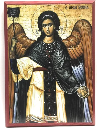 Miniatura 5 de Icono cristiano ortodoxo griego de madera San Arcángel Gabriel (4.5" x 6.5")