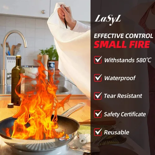 Miniatura 2 de LaSyL Manta de Emergencia para el Hogar, 40" x 40" (Paquete de 6), Manta de Supresión de Incendios Buena para Seguridad del Hogar, Cocina