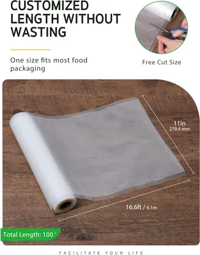 Miniatura 2 de Bolsas selladoras al vacío Syntus para alimentos, 6 rollos de 27.9 cm x 4.9 m, bolsas selladoras al vacío de grado comercial sin BPA