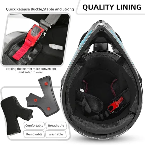 Miniatura 6 de SPARK Casco de motocross juvenil certificado por DOT, cascos de motocross para niños, cara completa, ligero y transpirable para bicicleta eléctrica