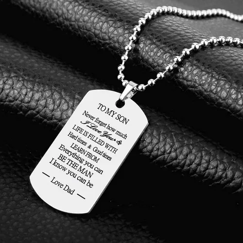 Miniatura 2 de To My Son Dog Tag Military Stainless Steel Pendant Necklace gifts for Men Teen boys,Birthday Graduation Christmas Gifts to Son from Dad Mom