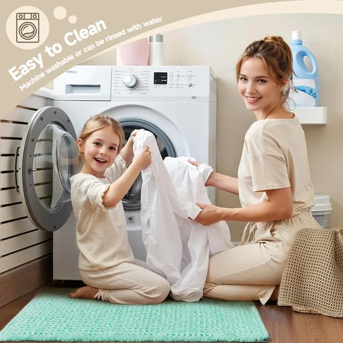 Miniatura 5 de TYUU Tapete de baño estilo gofre, tapete de baño bohemio, antideslizante, lavable, súper absorbente, de secado rápido, bonito tapete de baño