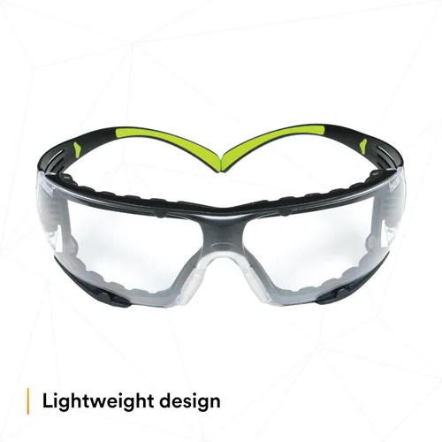 Miniatura 3 de 3M - Lentes de seguridad SecureFit, ANSI Z87, protección contra el polvo, antiarañazos y antivaho, lente transparente, marco verde/negro, varillas