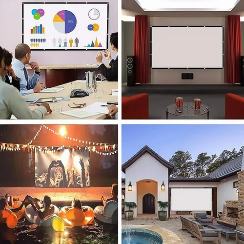 Miniatura 3 de Kisangel Foldable Portable Projector Screen for Indoor Office Use Lightweight Polyester Movie Projection Screen for Home Theater and Outdoor