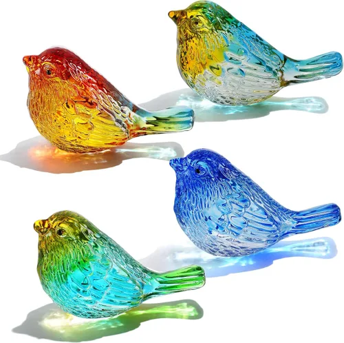 HDCRYSTALGIFTS 4 figuras coloridas de pájaros de cristal, figuras coleccionables de animales de 3 pulgadas, regalos para mujeres, amantes de los