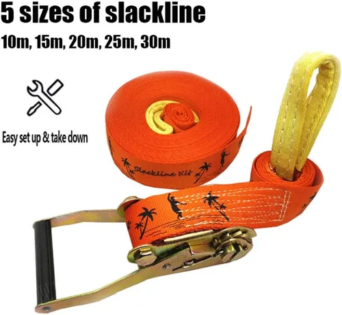 Miniatura 5 de Slack Line Kits, Slackline con protector de árbol y protector de trinquete, kit de arranque Slackline para niños y adultos, línea de holgura