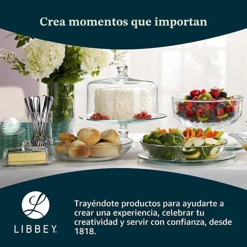Miniatura 6 de Libbey Selene Juego de Soporte de Servicio de 3 Niveles, Elegante Soporte de Postre de Vidrio de Estilo Curvo, Soporte de Postre de 3 Niveles Apto