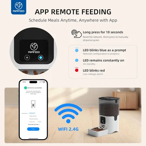 Miniatura 4 de PAPIFEED Comederos Automáticos Inteligentes para Gatos Comedero para Mascotas: Comedero WiFi para Mascotas con Control de APP para Alimentación