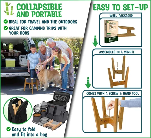 Miniatura 5 de Soporte para Cuencos de Perros (14 Pulgadas de Alto) - Ideal para Razas Grandes, Usar para Elevar y Alzar Platos de Mascotas, Fuentes de Agua
