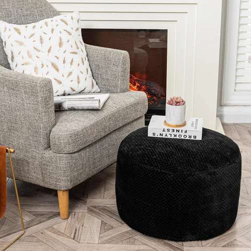 Miniatura 6 de Asuprui Puf otomano de relleno, reposapiés otomano de relleno, taburete suave con relleno, 20 x 20 x 12 pulgadas, silla mullida para el suelo