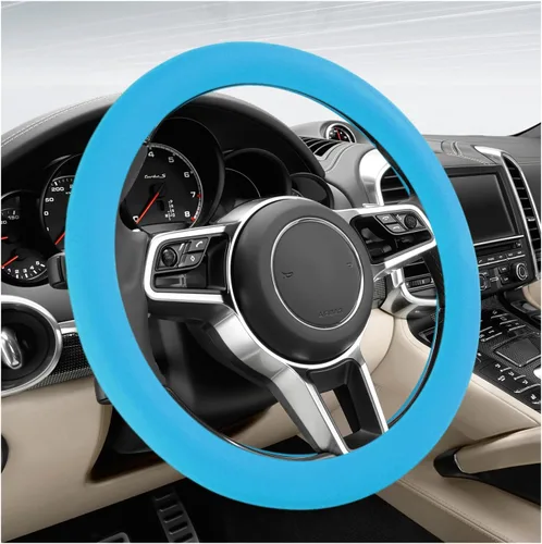 Miniatura 15 de DXNQ Funda protectora de silicona antideslizante para volante de automóvil, de 13 a 14.17 pulgadas, suave, flexible, absorbente de golpes