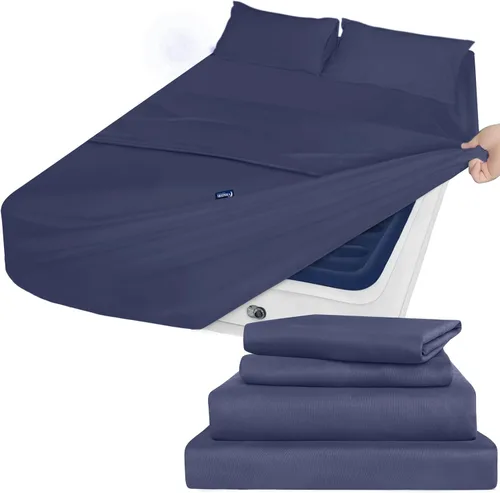 Miniatura 10 de Juego de sábanas tamaño King con bolsillo profundo - 4 piezas de sábanas extra suaves para cama King - Sábana bajera con bolsillo de almacenamiento