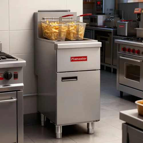 Miniatura 5 de Freidora de Piso Comercial a Gas con 2 Canastas, Freidora Comercial de Gas Natural de 120000 BTU Solo para Uso Comercial, 4 Tubos de Calentamiento
