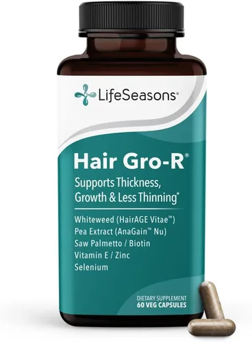 LifeSeasons Hair Gro-R - Ingredientes clínicamente estudiados - Apoya el crecimiento del grosor y menos adelgazamiento - Reduce la pérdida de